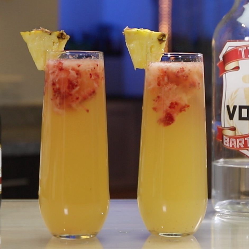 Pineapple Strawberry Mimosa Cocktail Recipe