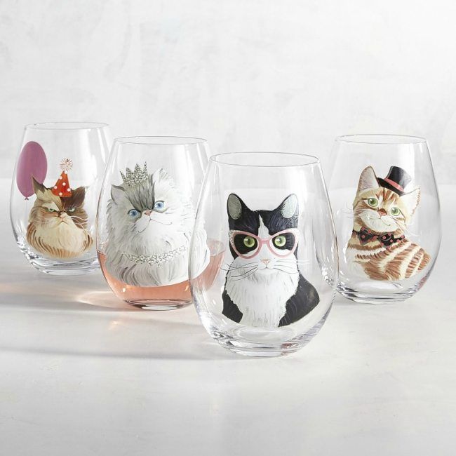 Cat deals wine glasses