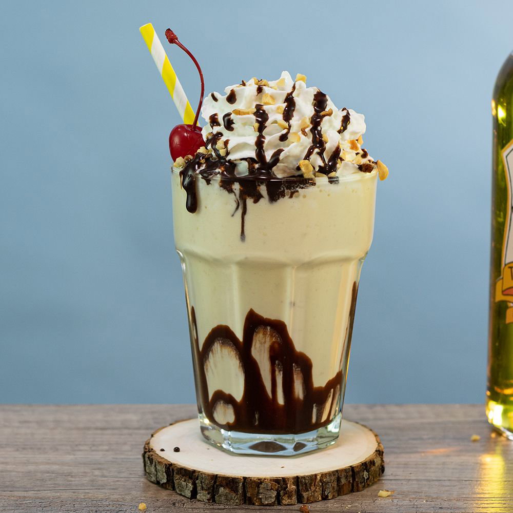 Spiked Banana Split Milkshake