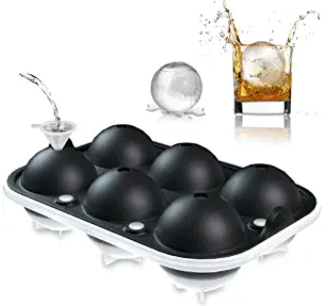 TINANA Crystal Clear Ice Maker, Silicone Ice Ball Tray, 2.5 Large Ice Cube  Mold, Sphere Ice Mold, Black 