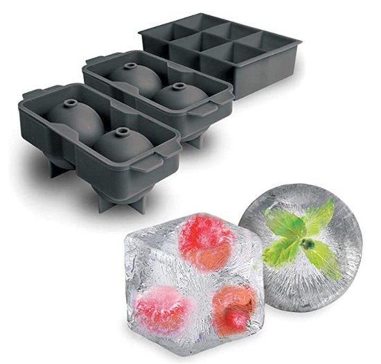 Houdini Large Sphere Ice Tray Mold, Makes Four Ice Balls, Blue